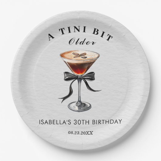 Espresso Martini Tini Bit Older Birthday Party ペーパープレート (正面)