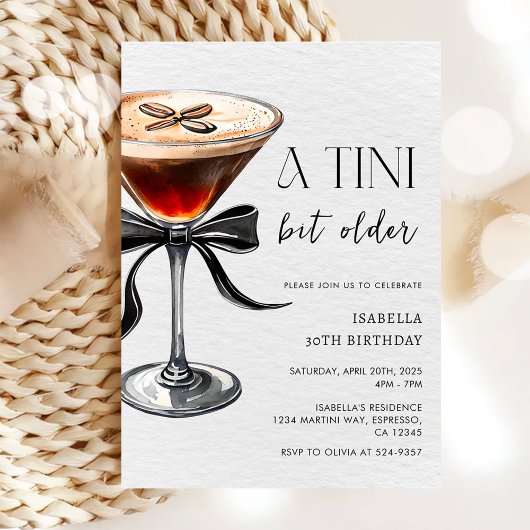 Espresso Martini Tini Bit Older Birthday Party 招待状