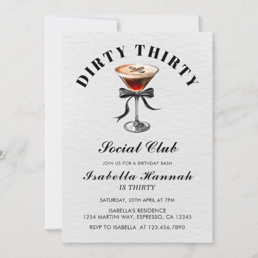 Espresso Martini Tini Bit Older Birthday Party 招待状 (正面)