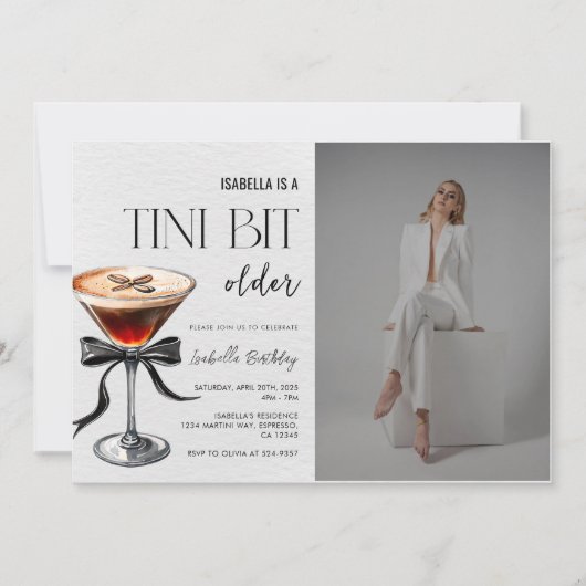 Espresso Martini Tini Bit Older Birthday Photo 招待状 (正面)