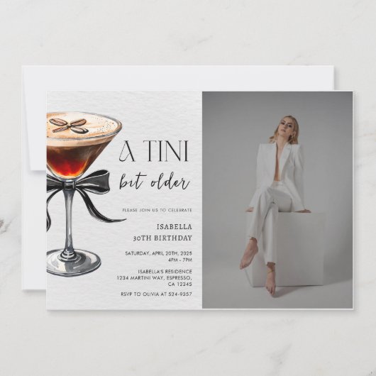 Espresso Martini Tini Bit Older Birthday Photo 招待状 (正面)