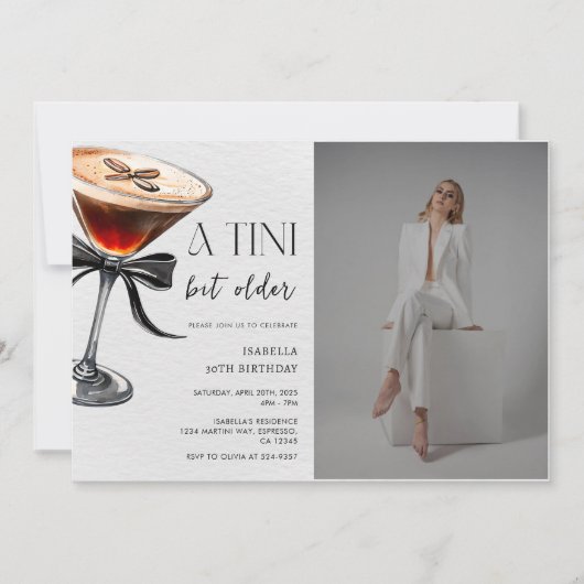 Espresso Martini Tini Bit Older Birthday Photo 招待状 (正面)