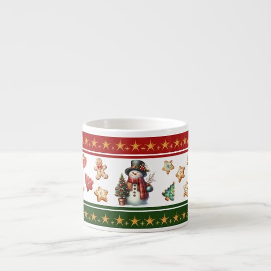 Espresso Mug with Snowman and Christmas Cookies エスプレッソカップ (正面)