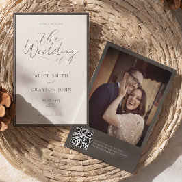 Espresso Photo Back QR Classic Minimalist Wedding 招待状