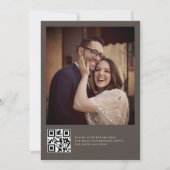 Espresso Photo Back QR Classic Minimalist Wedding 招待状 (裏面)