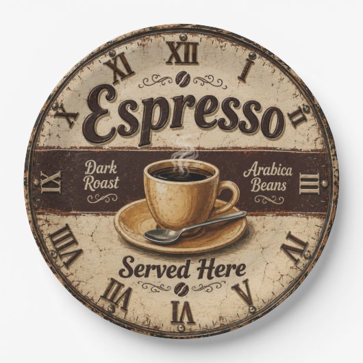 Espresso Vintage Coffee Bar ペーパープレート (正面)