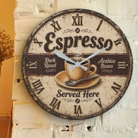 Espresso Vintage Coffee Bar ラージ壁時計