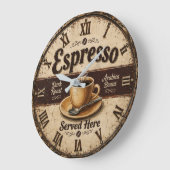Espresso Vintage Coffee Bar ラージ壁時計 (傾斜)
