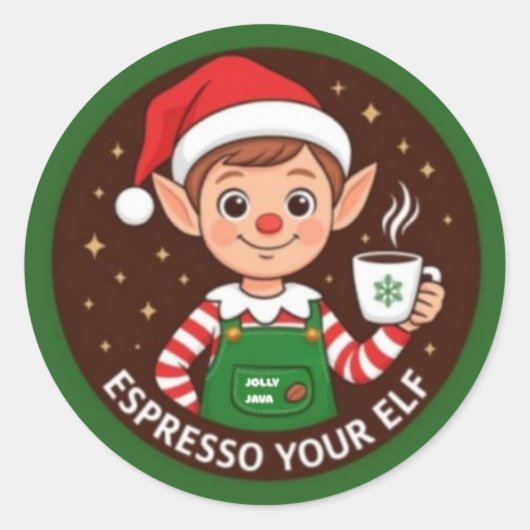 Espresso Your Elf ラウンドシール (正面)