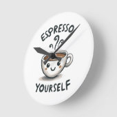 Espresso Yourselfコーヒー ラウンド壁時計 (傾斜)