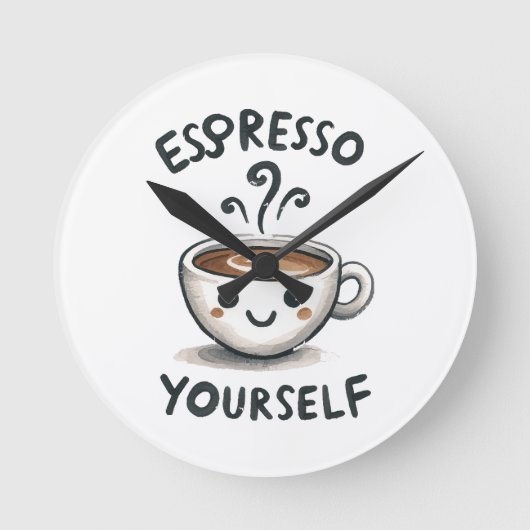 Espresso Yourselfコーヒー ラウンド壁時計 (正面)