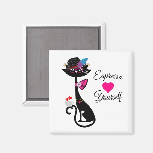 Espresso Yourself Black Cat マグネット (正面/裏面)