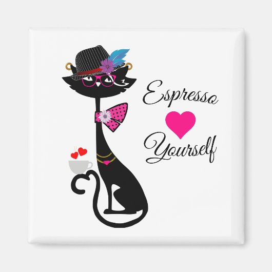 Espresso Yourself Black Cat マグネット (正面)