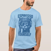 "Espresso Yourself" Cool Cat with Coffee, Beanie Tシャツ (正面)