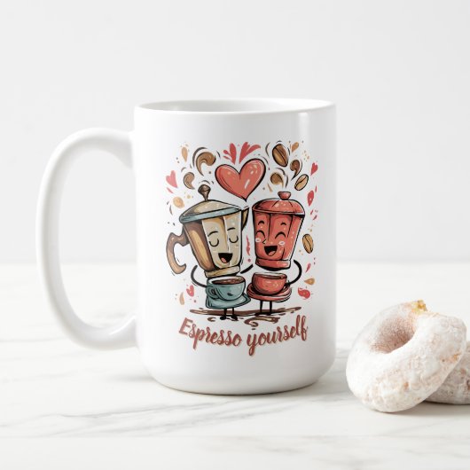 Espresso yourself funny coffee lover graphic art コーヒーマグカップ (ドーナツ)
