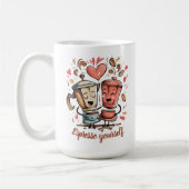 Espresso yourself funny coffee lover graphic art コーヒーマグカップ (左)