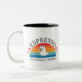 Espresso Yourself Mama - Retro Rainbow Ghost ツートーンマグカップ (左)