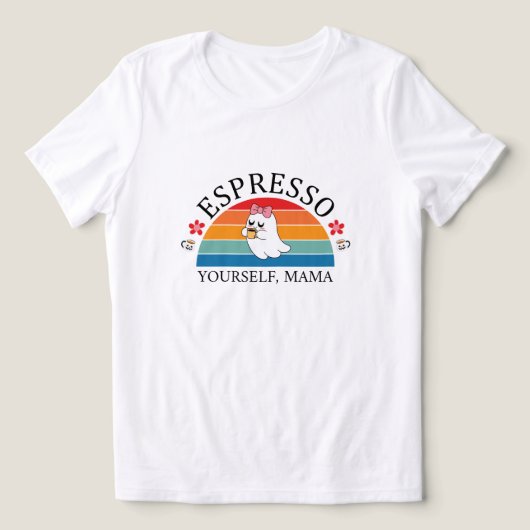 Espresso Yourself Mama - Retro Rainbow Ghost トライブレンドＴシャツ (デザイン正面)