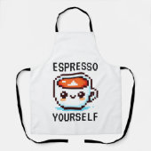 Espresso Yourself - Pixel おもしろい Art Coffeeデザイン エプロン (正面)