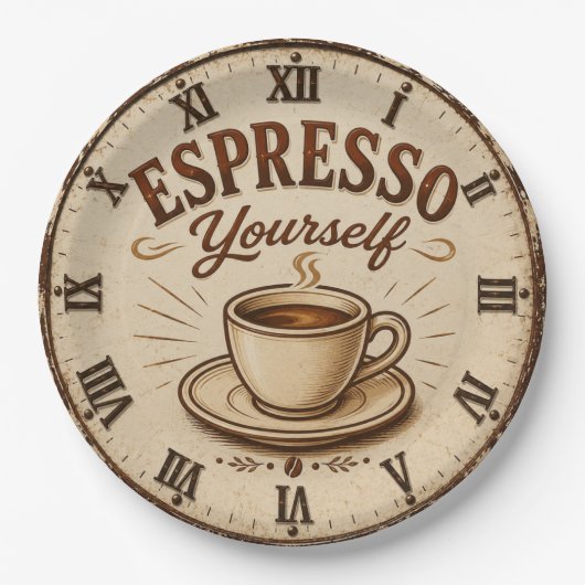 Espresso Yourself Vintage Coffee ペーパープレート (正面)