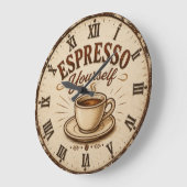 Espresso Yourself Vintage Coffee ラージ壁時計 (傾斜)