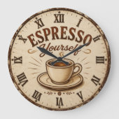 Espresso Yourself Vintage Coffee ラージ壁時計 (正面)