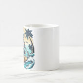 Esqueleto surfeando en una playa コーヒーマグカップ (中央)