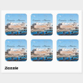 Essaouiraの青い魚釣りボート – モロッコ スクエアシール (シート)