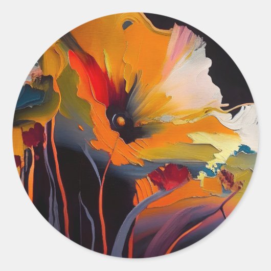 Essence Of The Garden – Abstract Floral Expression ラウンドシール (正面)