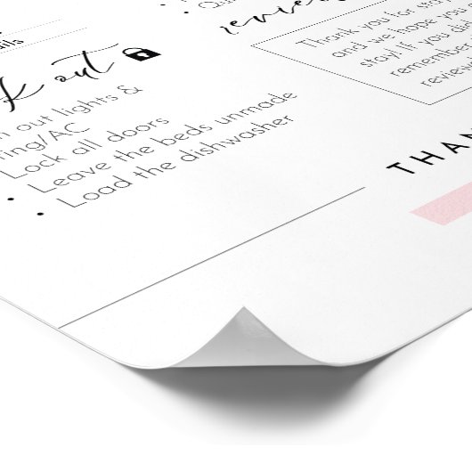 Essential Airbnb Info Sign - Airbnb House Rules ポスター (角)