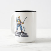 Essential Electrician Utility Lineman funny ツートーンマグカップ (正面左)