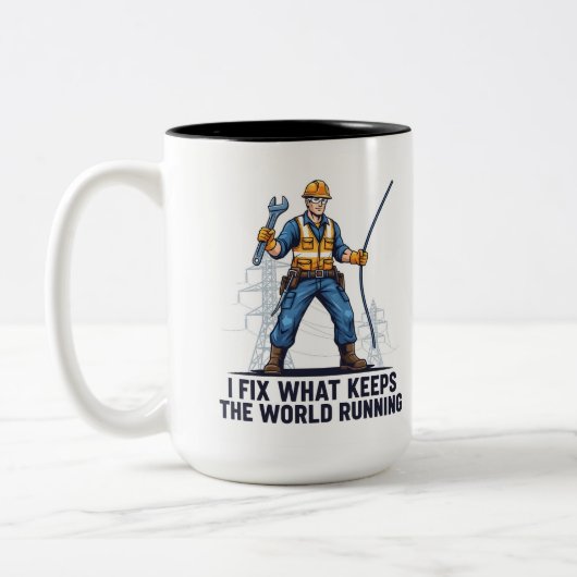 Essential Electrician Utility Lineman funny ツートーンマグカップ (左)
