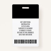 Essential Employee – 写真、バーコード、ロゴ、タイトル バッジ (裏面)