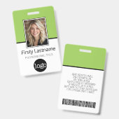 Essential Employee – 写真、バーコード、ロゴ、名前 バッジ (正面&裏面)