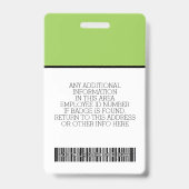 Essential Employee – 写真、バーコード、ロゴ、名前 バッジ (裏面)