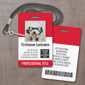 Essential Employee – 写真、バーコード、ロゴ、赤 バッジ