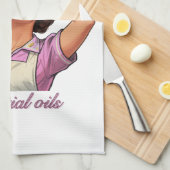 Essential Oils Funny Pizza Illustration | Girly キッチンタオル (四つ折り)