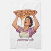 Essential Oils Funny Pizza Illustration | Girly キッチンタオル (縦)