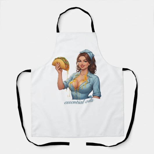 Essential Oils Funny Taco Illustration | Girly エプロン (正面)