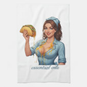 Essential Oils Funny Taco Illustration | Girly キッチンタオル (縦)
