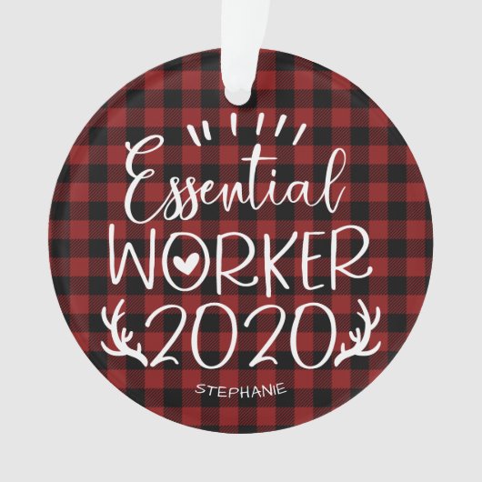 Essential Worker 2020 Covidパンデミッククリスマス オーナメント (正面)