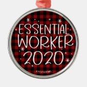 Essential Worker 2020 Covidパンデミッククリスマス メタルオーナメント (正面)
