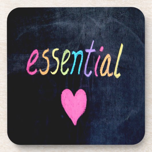 Essential Worker Supportハートオンチョークボード コースター (正面)
