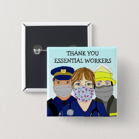 Essential Workersに感謝 缶バッジ (正面&裏面)