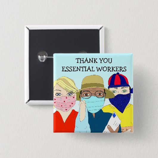 Essential Workersに感謝 缶バッジ (正面&裏面)