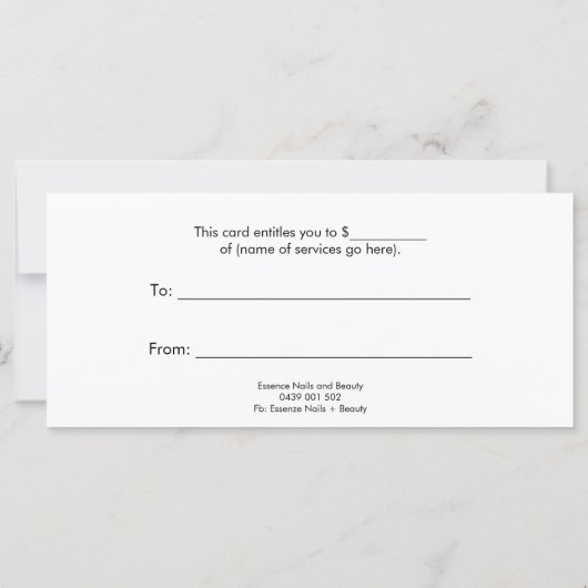 Essenze爪、 ネイルと美しいギフト証明書 (裏面)
