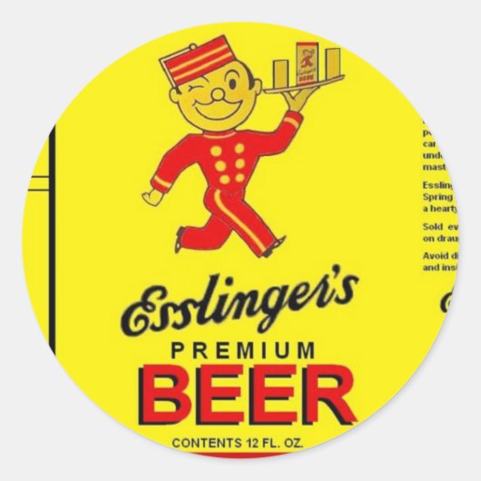 ESSLINGER'S PREMIUM BEERランニングウェイターwトレイ ラウンドシール (正面)