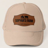 Estモダンパーソナライズされた年の動物を使用したファーム名 キャップ (正面)