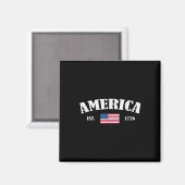 Est 1776アメリカ愛国的米国国旗7月4日Am マグネット (正面/裏面)