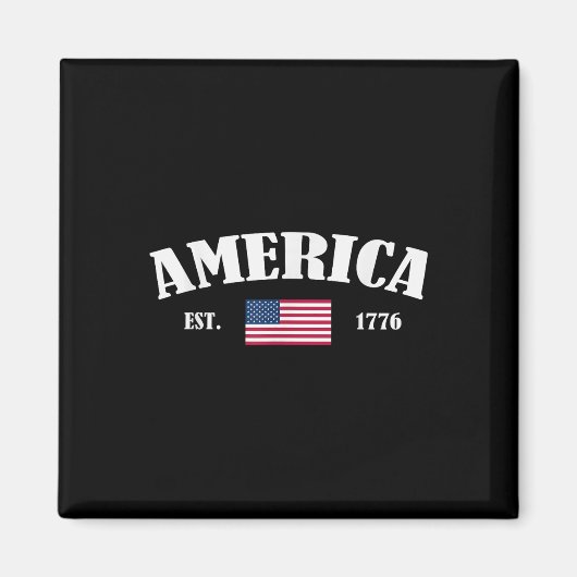 Est 1776アメリカ愛国的米国国旗7月4日Am マグネット (正面)